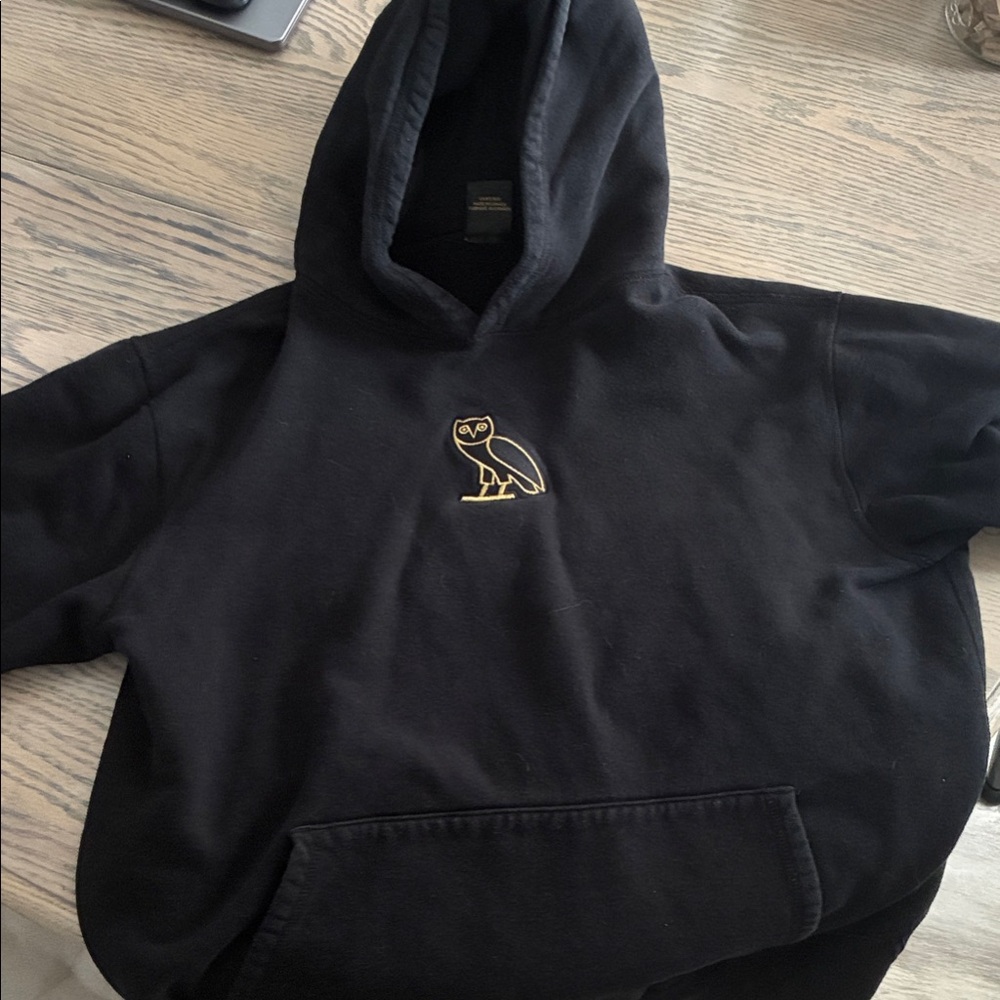 Black OVO Hoodie with Gold Owl Logo